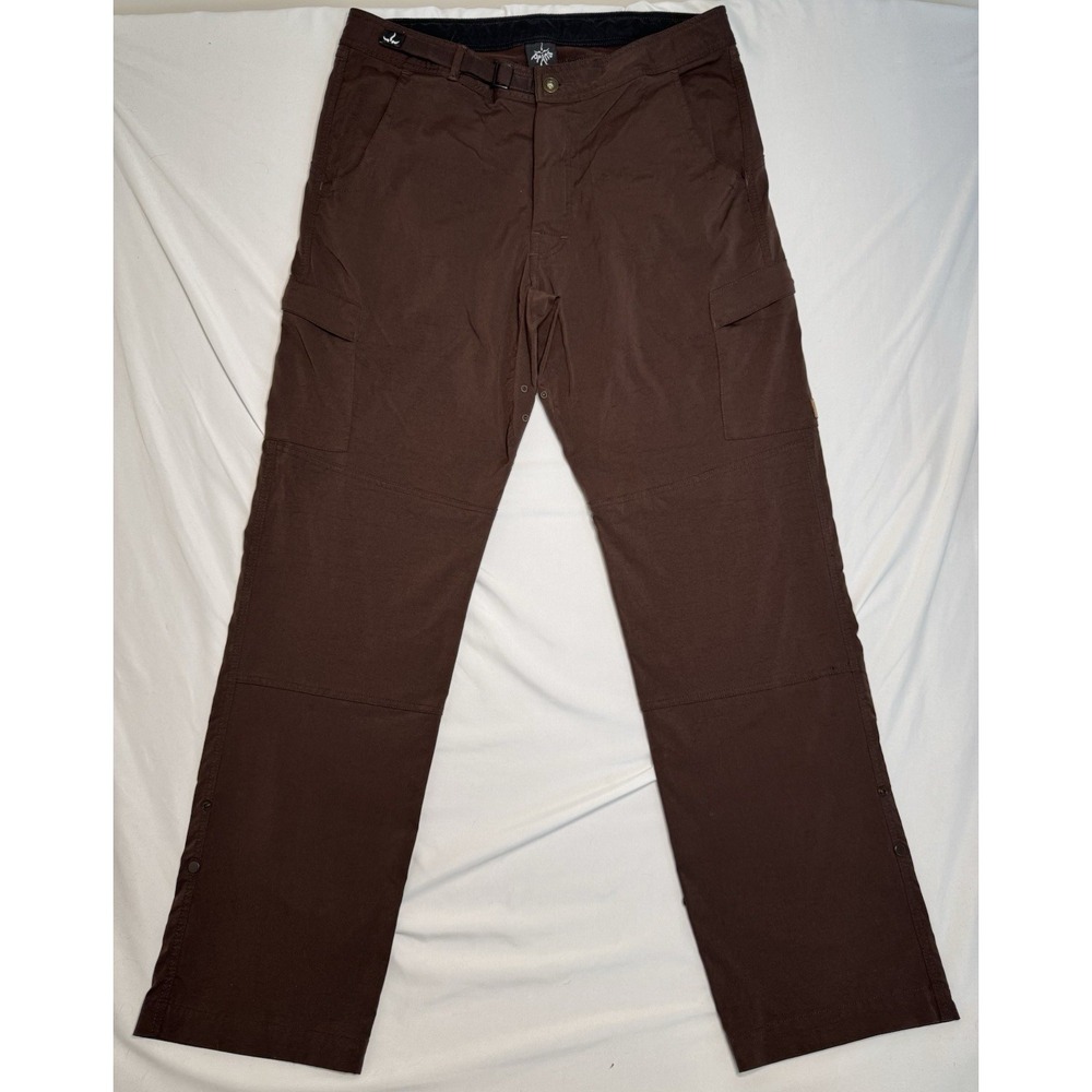 PrAna Stretch Zion Pants Relaxed Straight Fit Brown Men's Size XL Outdoor Hiking